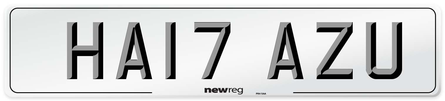 HA17 AZU Number Plate from New Reg